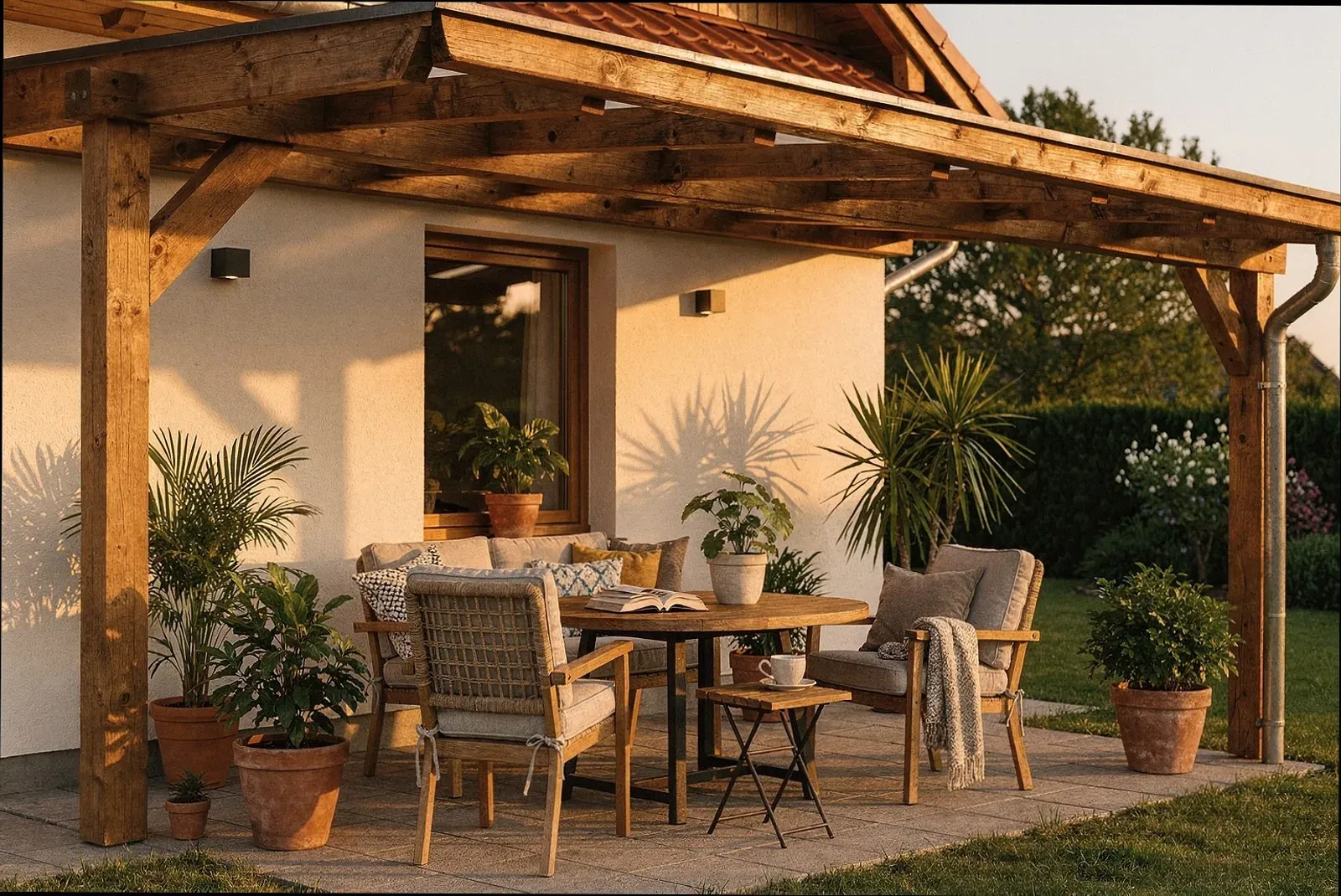 Terrassenüberdachung aus Holz in Bielefeld